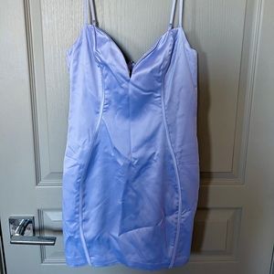 Oh Polly V-Neck Satin Mini Dress